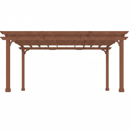 12X16 FT All Cedar Wood Wooden Pergola, Pergola Kit with Stakes, Quality Wood Supported Structure, Snow and Wind Supported, Outdoor Garden Shelter with Cedar Framed for Backyard, Deck, Lawn