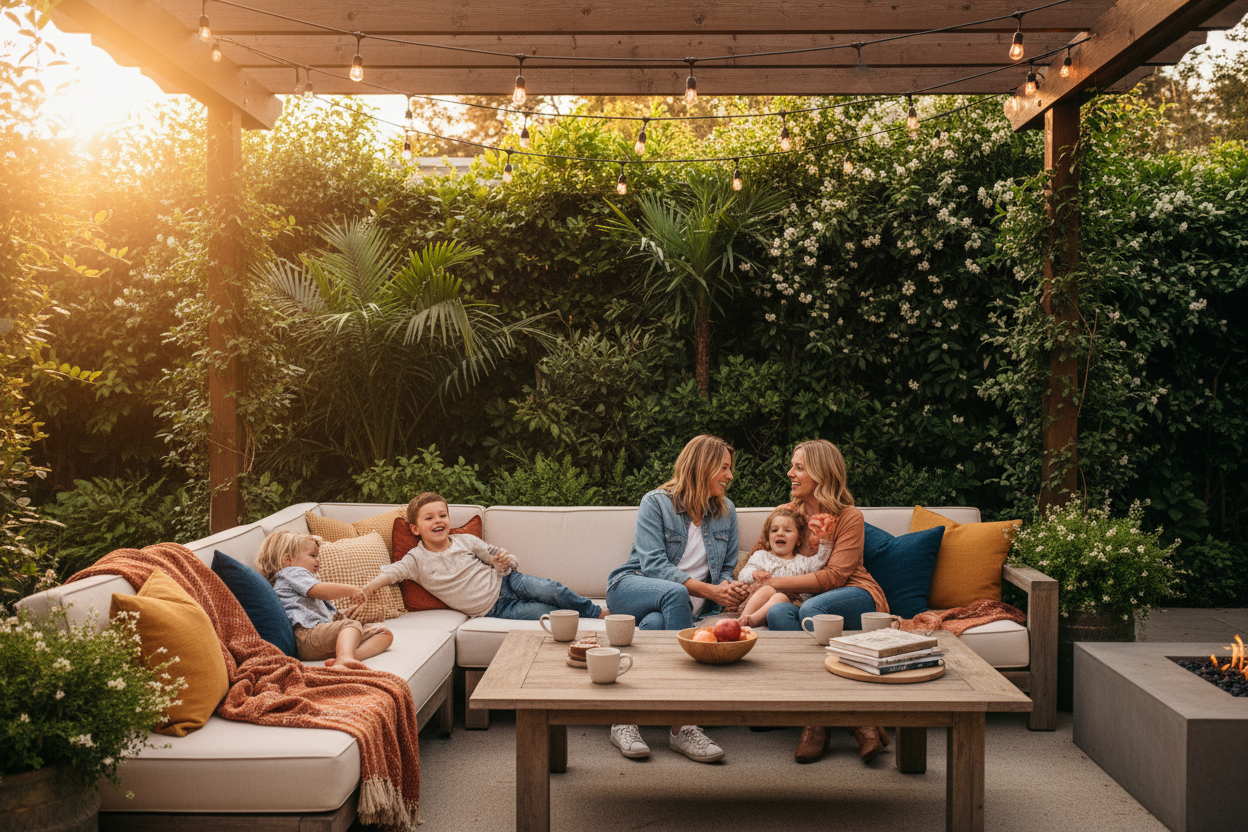About Us Image 1 - Family on Patio